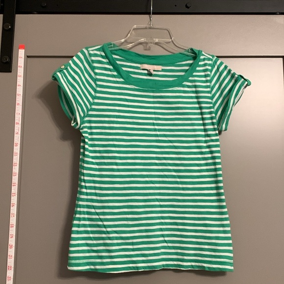 Banana Republic Tops - Banana Republic Green and White Stripped Women’s Blouse 100% Cotton
